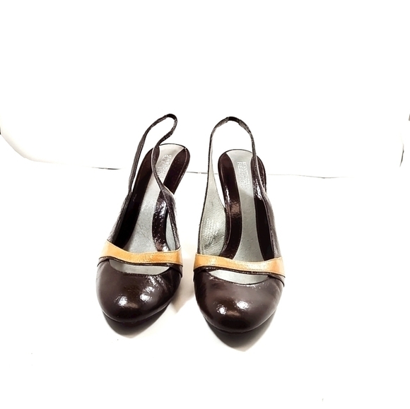 Kenneth Cole Reaction sling back color block brown and tan shoes Size: … - Picture 3 of 5